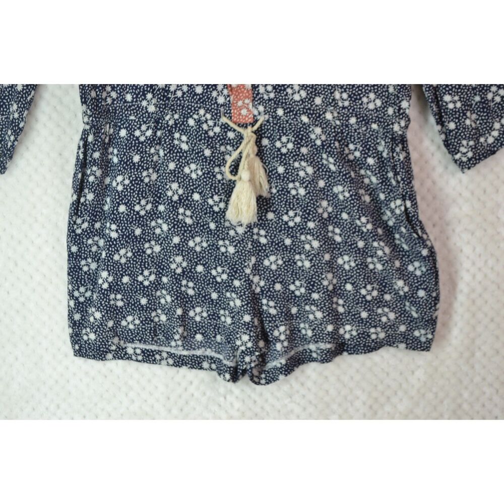 Ellison Women's Large Blue Floral 3/4 Sleeve One Piece Romper - Picture 3 of 13